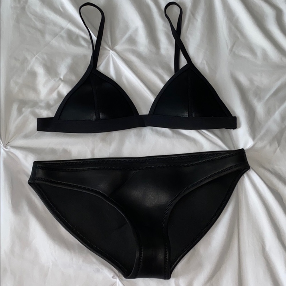 Triangle leather bikini